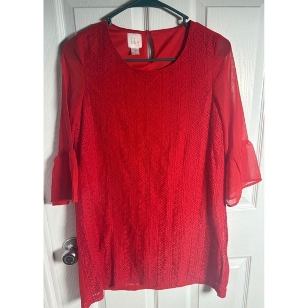 CRB Girl Red Lace Bell‎ Sleeve Dress Size 16